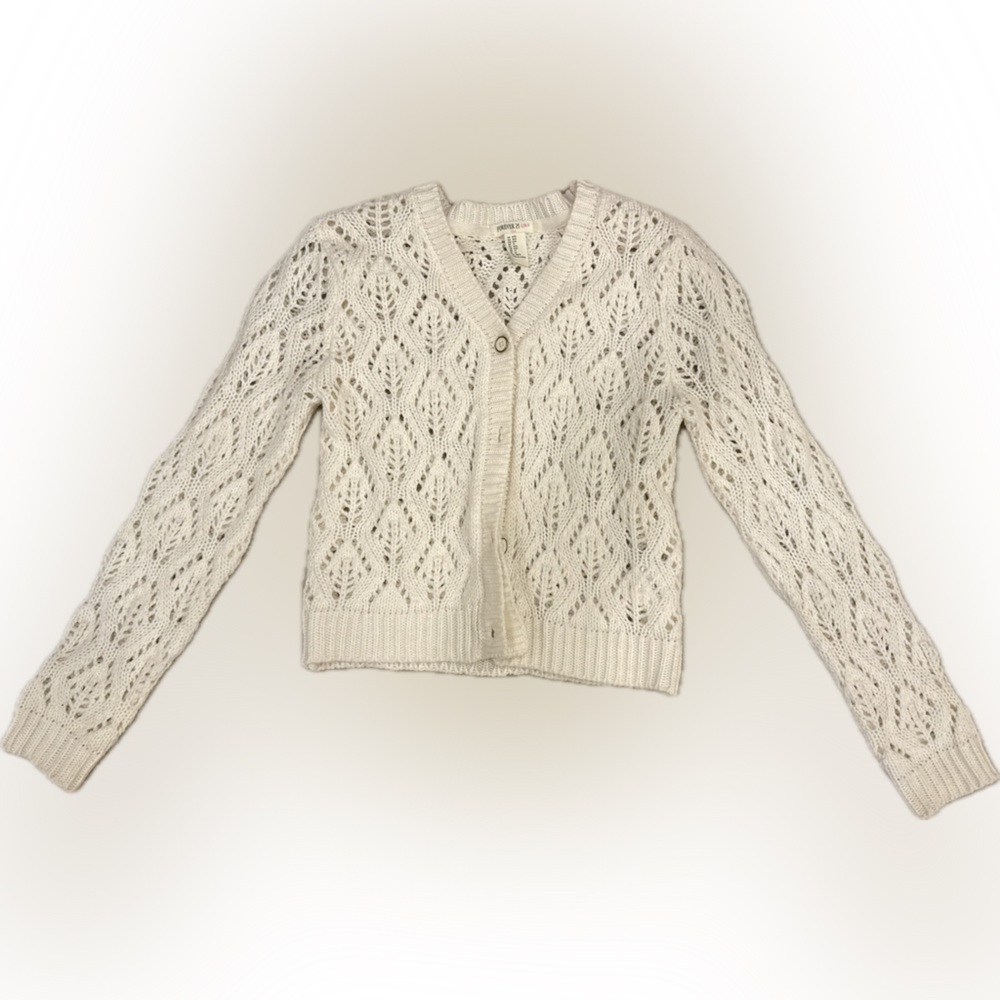 Forever 21 Cream Open-Knit Cardigan